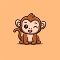 Monkey Sitting Winking Cute Creative Kawaii Cartoon Mascot Logo Royalty Free Stock Photo