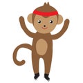 Monkey skating, figure skating, vector illustration Royalty Free Stock Photo
