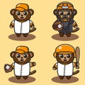 Vector illustration of cute Monkey Baseball cartoon.