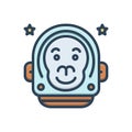Color illustration icon for Monkey Of The Space, astronaut and spaceman Royalty Free Stock Photo