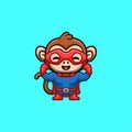 Monkey Super Hero Cute Creative Kawaii Cartoon Mascot Logo