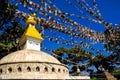 Monkey Temple with Buddhist prayer flags,kathmandu Royalty Free Stock Photo