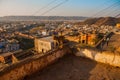 Monkey temple. The monkey is on the wall. Jaipur. India.