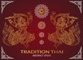Monkey thai tradition outline Royalty Free Stock Photo