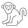 Monkey thin line icon, worldwildlife concept, monkey vector sign on white background, monkey outline style for mobile