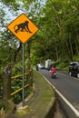 Monkey traffic sign - Indonesia Bali Royalty Free Stock Photo