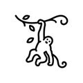 Black line icon for Monkey On Tree, hang and dangle