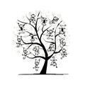 Monkey tree for your design. Symbol of 2016 year.