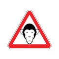 Monkey Warning sign red. Primacy of Hazard attention symbol. Dan