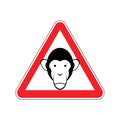 Monkey Warning sign red. Primacy of Hazard attention symbol. Dan Royalty Free Stock Photo