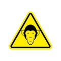 Monkey Warning sign yellow. Primacy of Hazard attention symbol. Royalty Free Stock Photo