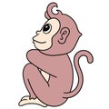 the monkey was sitting alone daydreaming. vector illustration of cartoon doodle