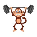 Monkey weightlifting Cartoon Royalty Free Stock Photo