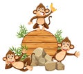 Monkey on wooden template