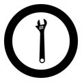 Monkey wrench adjustable spanner divorce key icon in circle round black color vector illustration image solid outline style Royalty Free Stock Photo