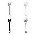 Monkey wrench adjustable spanner divorce key set icon grey black color vector illustration image solid fill outline contour line Royalty Free Stock Photo