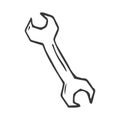 Monkey wrench key hand drawn sketch line drawing. Mechanic tool vector doodle icon logo illustration