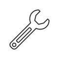 Monkey Wrench Outline Flat Icon on White