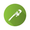 Monkey wrench, spanner, plumber flat design long shadow glyph icon