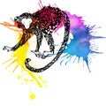 Monkey Year. Monkey graphics. watercolor firework texture illustration.