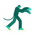 Monkey zombie. Gorilla green Undead. Vector illustration