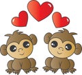 Two adorable monkeys in love