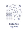 Monkeypox concept. Icon of endemic regions of Africa. Line illustration isolated on a white background.