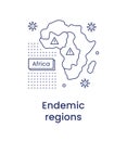 Monkeypox concept. Icon of endemic regions of Africa. Vector line illustration isolated on a white background.