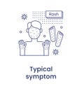 Monkeypox concept. Icon of a typical symptom. Rash. Vector line illustration isolated on a white background.