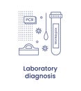 Monkeypox concept. Laboratory diagnosis icon. Line illustration isolated on a white background.