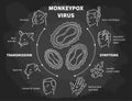 Monkeypox infectious disease vector infographic, medical scheme on blackboard Royalty Free Stock Photo