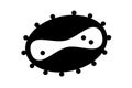 Monkeypox virus black icon. Monkey pox bacteria cell infection pandemic outbreak sign. MPV respiratory or physical
