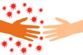 Monkeypox virus, touch of the hands, vector