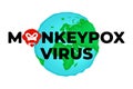 Monkeypox virus world alert attack concept. Monkey pox infection disease outbreak on Earth planet. Danger and public