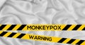 Monkeypox in the world, fencing tape with the words warning and monkeypox, Monkeypox infection pandemic