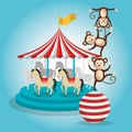 Monkeys and carousel circus show