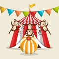 Monkeys circus show icons