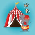 Monkeys and elephant circus show