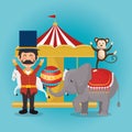 Monkeys and elephant circus show