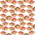 Monkeys rare animal vector cartoon macaque like people nature primate character wild zoo ape chimpanzee seamless pattern