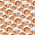 Monkeys rare animal vector cartoon macaque like people nature primate character wild zoo ape chimpanzee seamless pattern