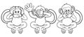 Monkeys See Hear Speak No Evil Cartoon Characters Royalty Free Stock Photo