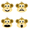 Monkeys, smiley, smileys. Different emotions. Royalty Free Stock Photo
