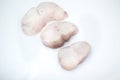 Monkfish tail steaks. over white