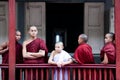 Monks in Amarapura, Myanmar Royalty Free Stock Photo