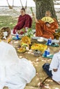 Monks blessing buddhist wedding ceremony in cambodia