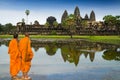 Monks in buddhism at Angkor wat Royalty Free Stock Photo