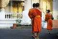 Monks come back in temple..