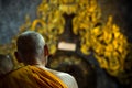 Monks do morning meditation rituals at Wat Phra Doi Suthep