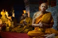 Monks do morning meditation rituals at Wat Phra Doi Suthep